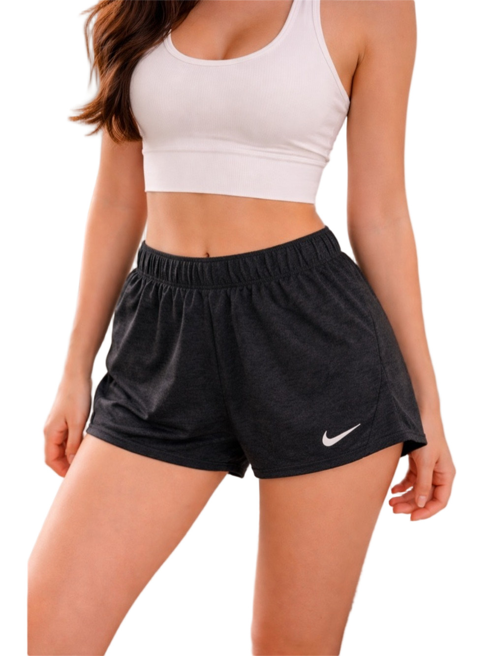 Nike dri fit dark grey Athletic running Shorts Moisture Wicking elastic